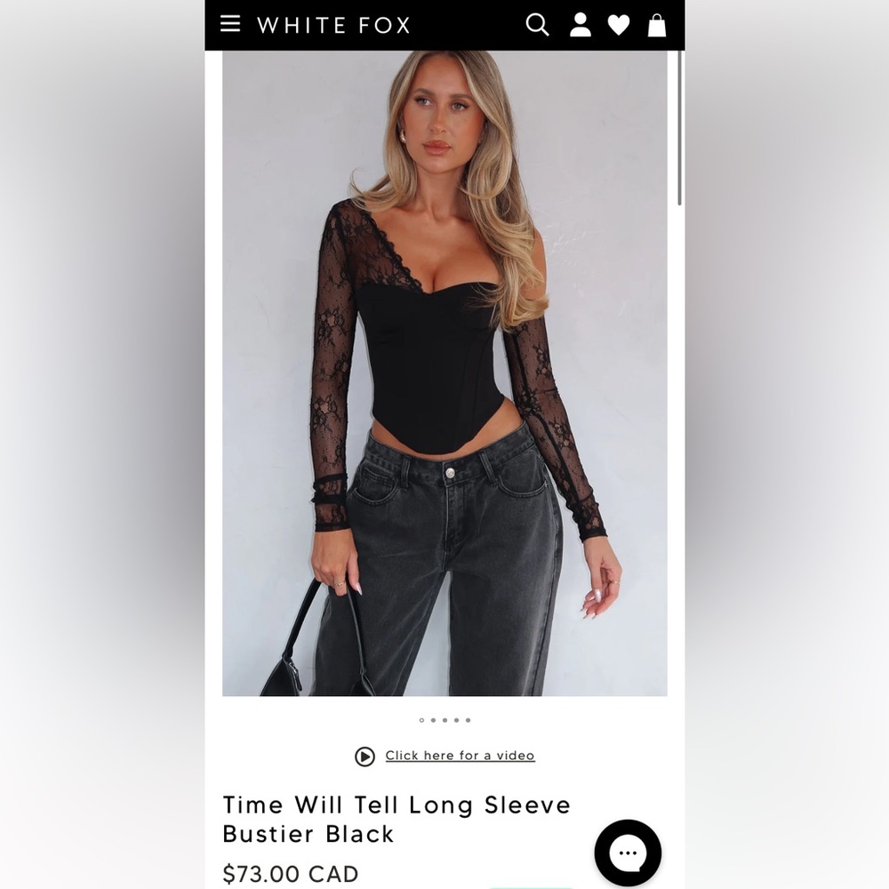 White fox black long sleeve corset/ bustier with lace